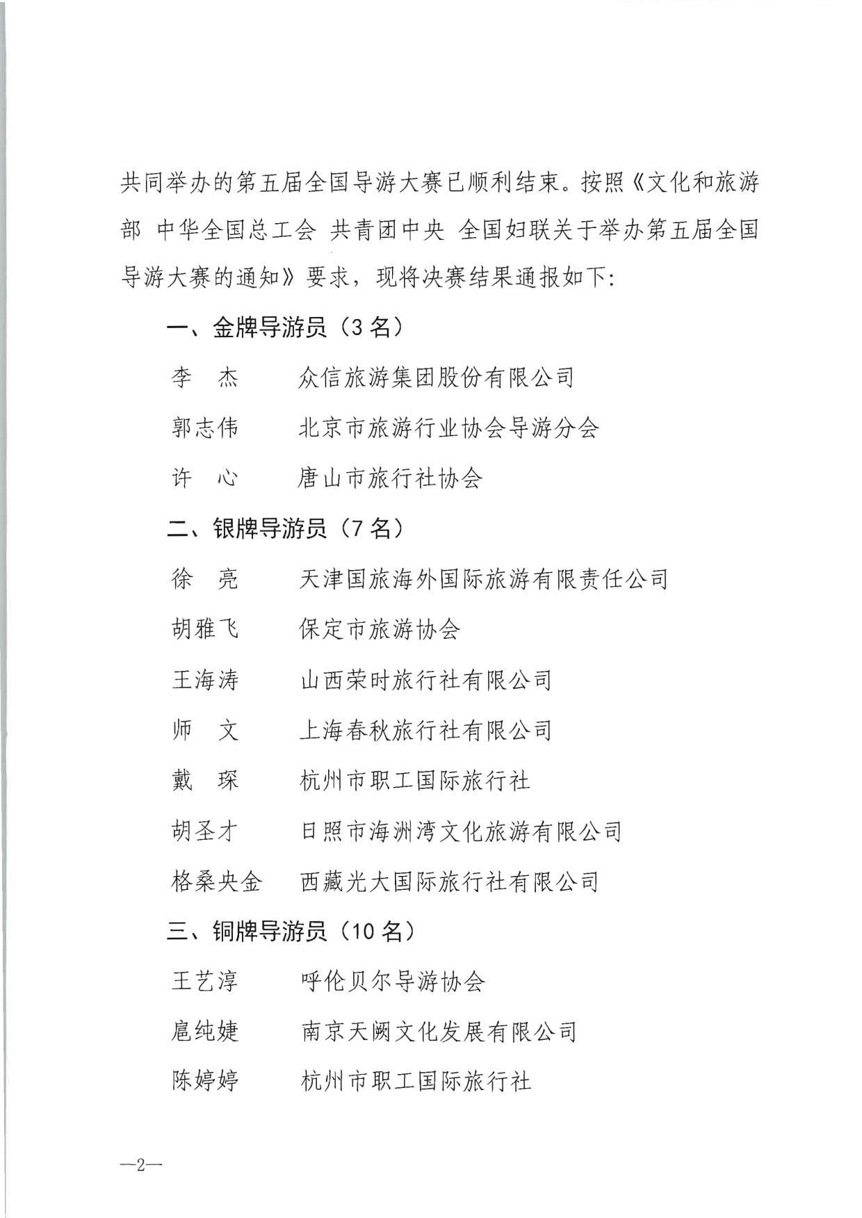 博彩网站 - 亚洲正规博彩网站 中华全国总工会 共青团中央全国妇联关于第五届全国导游大赛决赛结果的通报_2.jpg